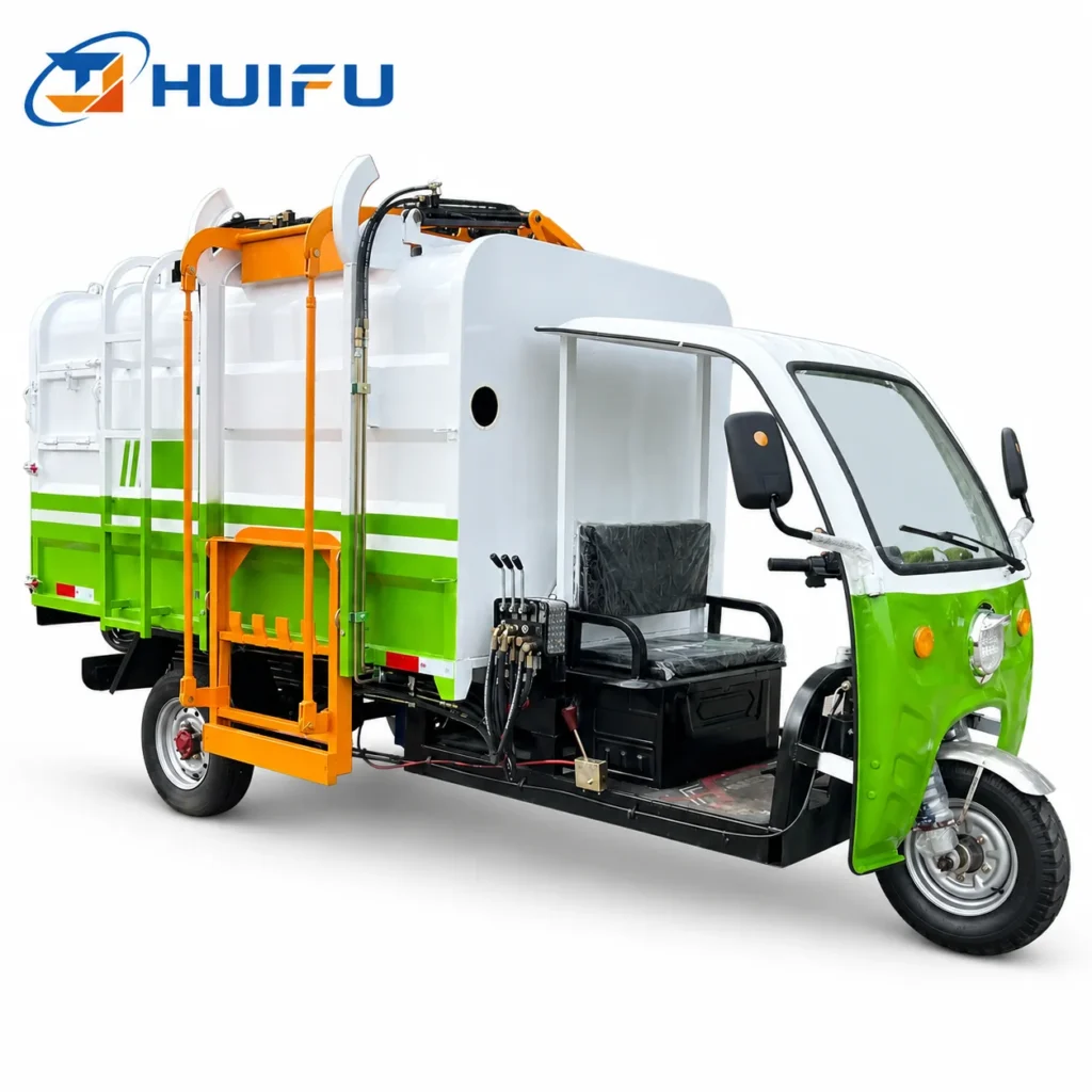 HUIFU 5m³ Electric Three-Wheel Side-Loading Garbage Collection Vehicle view 3