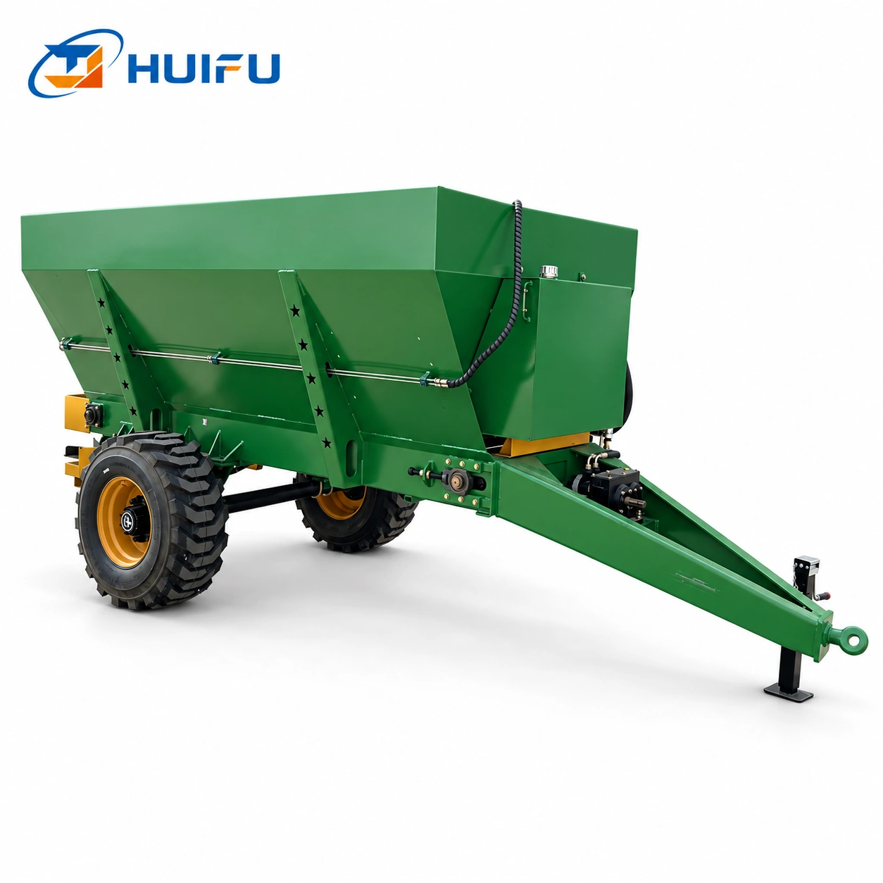 HUIFU 5m³ hydraulic trailed dual-disc manure spreader side view